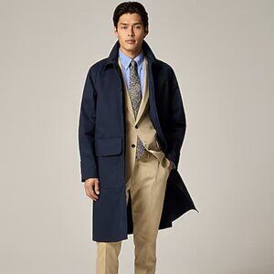 J. Crew Men's Rivington Car Coat Water-Resistant Cotton Twill Navy Size 34S NWT